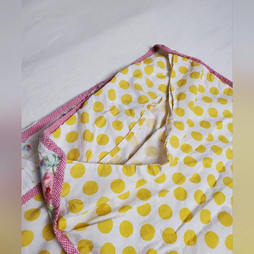 Rare Room Seven 2 Piece Sham Set Floral Print With Yellow Polka Dot's Boho Chic